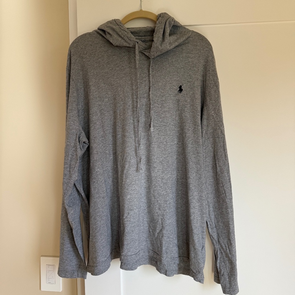 Men's Polo Ralph Lauren Gray Long Sleeve/Hooded Shirt (XL)